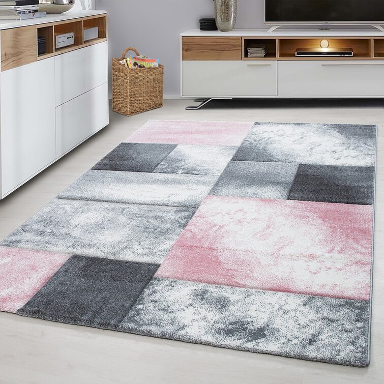 Pink 2024 grey rug